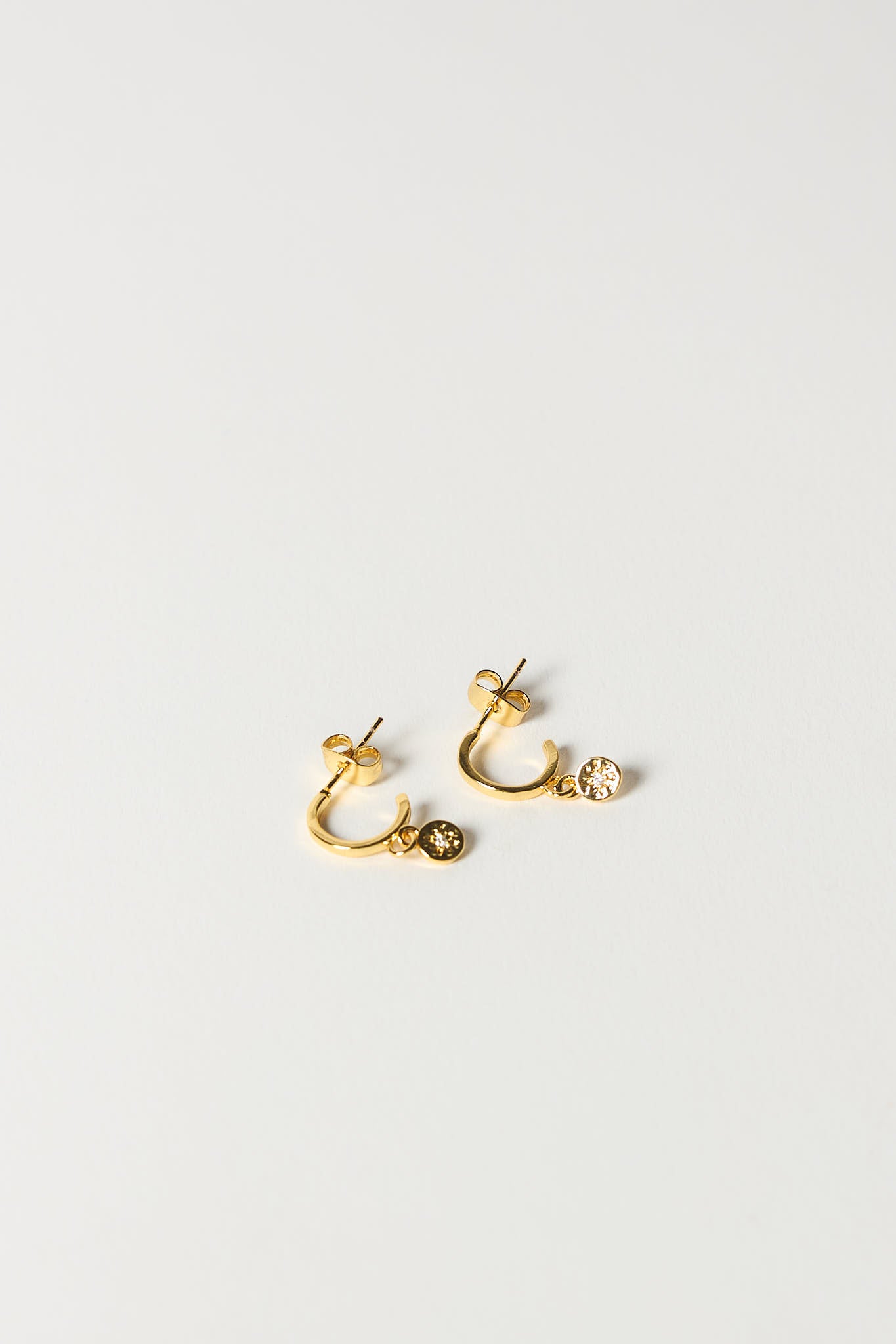 Tilly Hoop Earrings - Gold - diamond crystal stone - dangle hoop - star