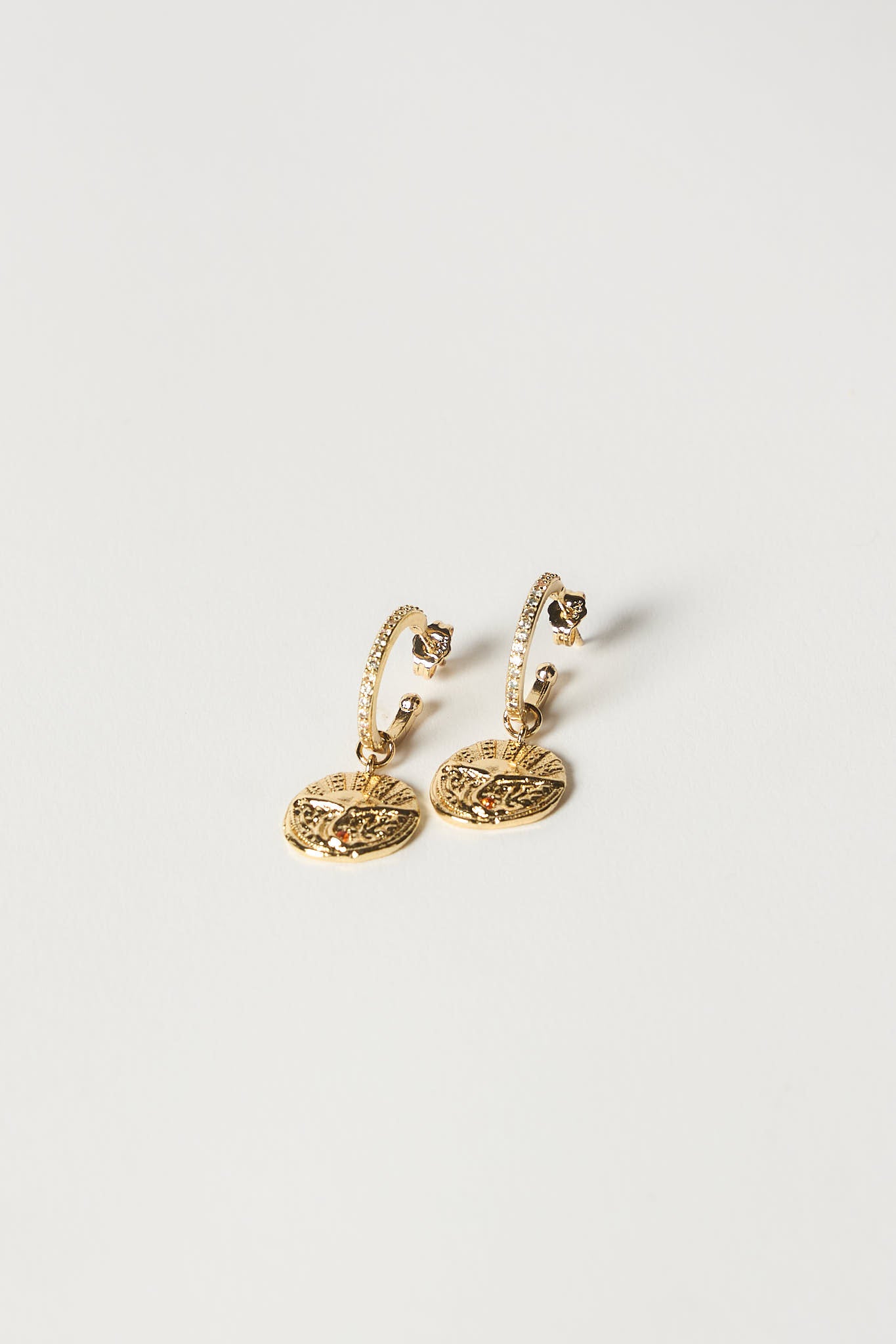 Maya Hoop Earrings - Gold - Dangling - diamond - stone