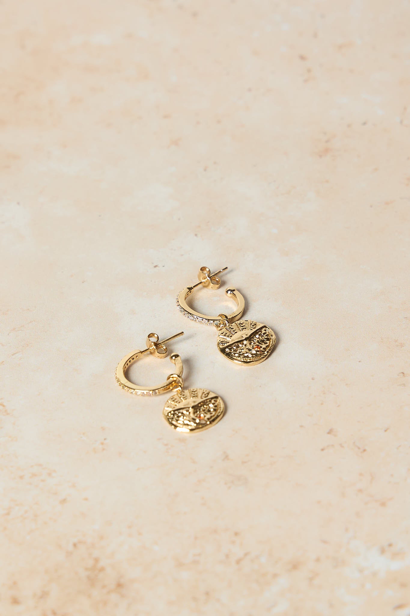 Maya Hoop Earrings - Gold - Dangling - diamond - stone