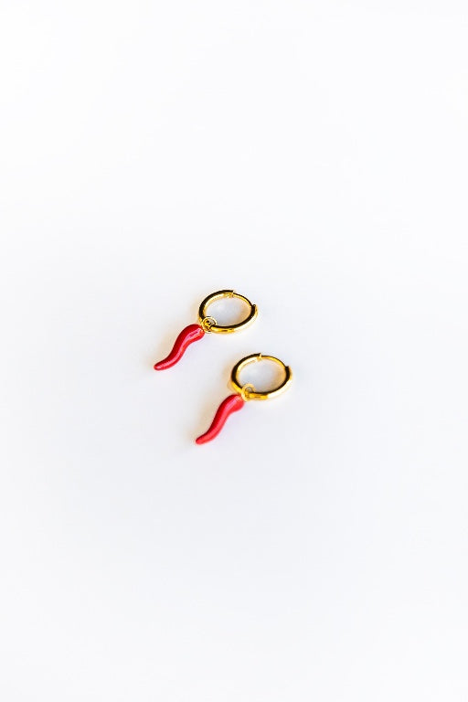 Love From Lilou - Piper Hoop Earrings - Gold - chilli pepper earring - pepper earring - charm earring - chilli earring