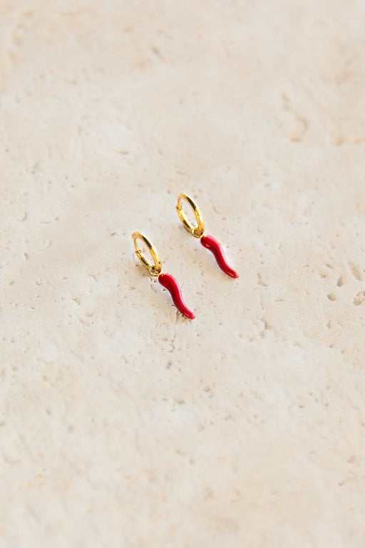 Love From Lilou - Piper Hoop Earrings - Gold - chilli pepper earring - pepper earring - charm earring - chilli earring