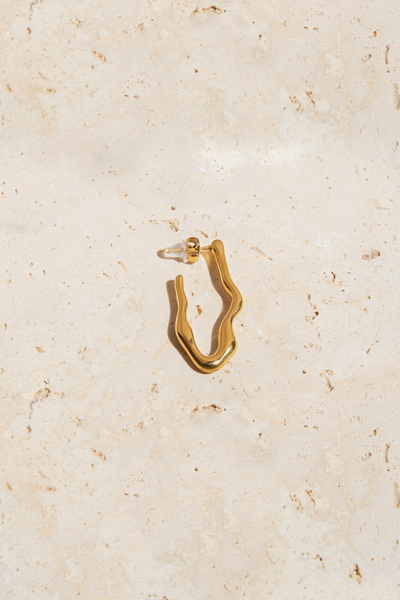 Wave Hoop Earrings - Gold