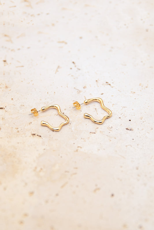 Wave Hoop Earrings - Gold