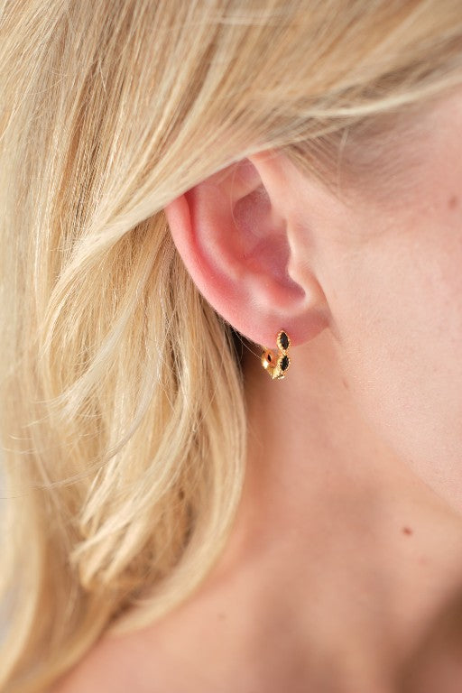 Amelia Hoop Earrings - Onyx / Gold