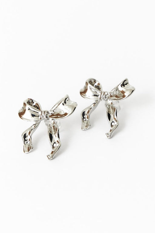 Bili Bow Earrings - Silver