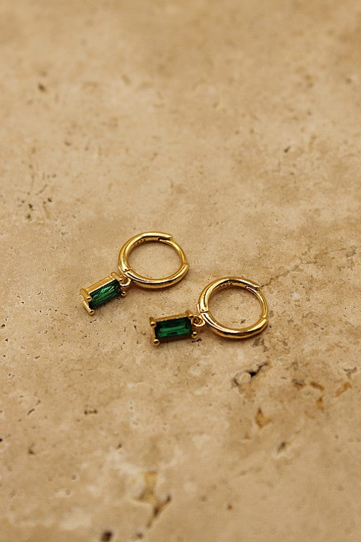 Leah Drop Earrings - Emerald / Gold