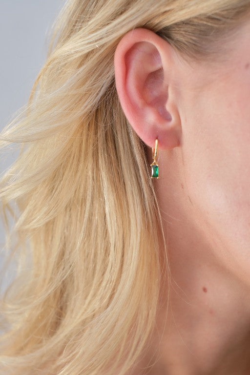 Leah Drop Earrings - Emerald / Gold