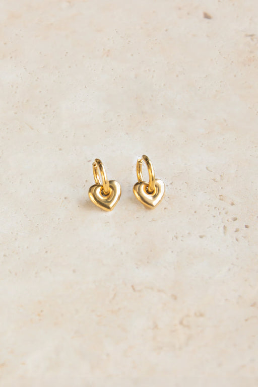 Amy Hoop Earrings - Gold - Heart earrings - Heart hoop earrings - Heart Hoop Statement earrings