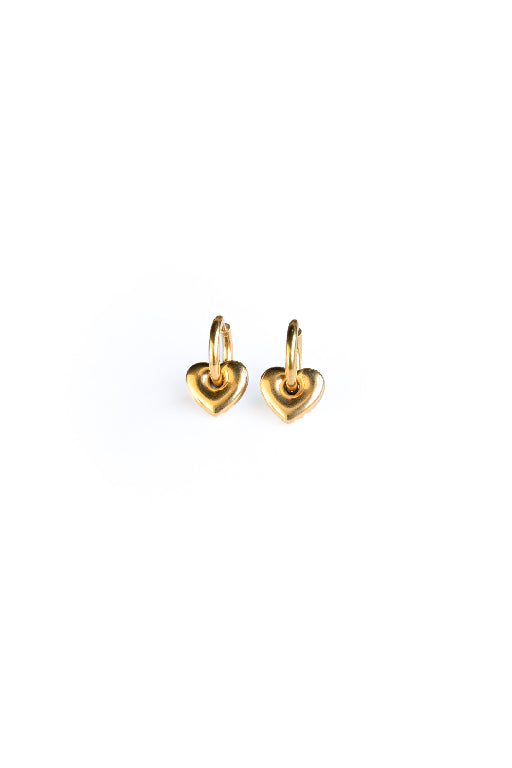 Amy Hoop Earrings - Gold - Heart earrings - Heart hoop earrings - Heart Hoop Statement earrings