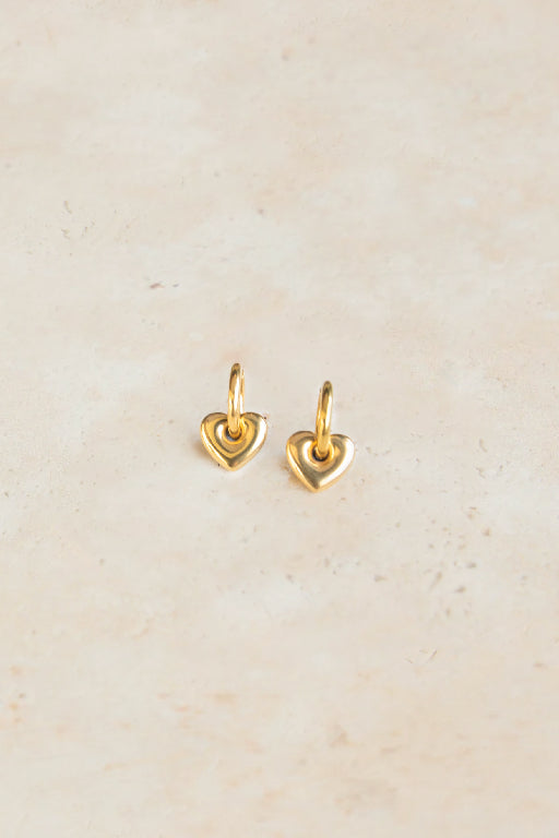 Amy Hoop Earrings - Gold - Heart earrings - Heart hoop earrings - Heart Hoop Statement earrings