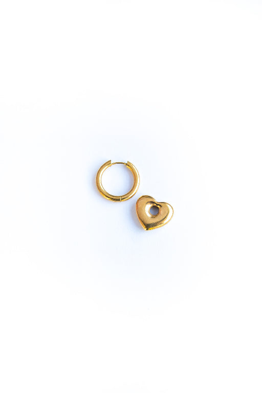 Amy Hoop Earrings - Gold - Heart earrings - Heart hoop earrings - Heart Hoop Statement earrings