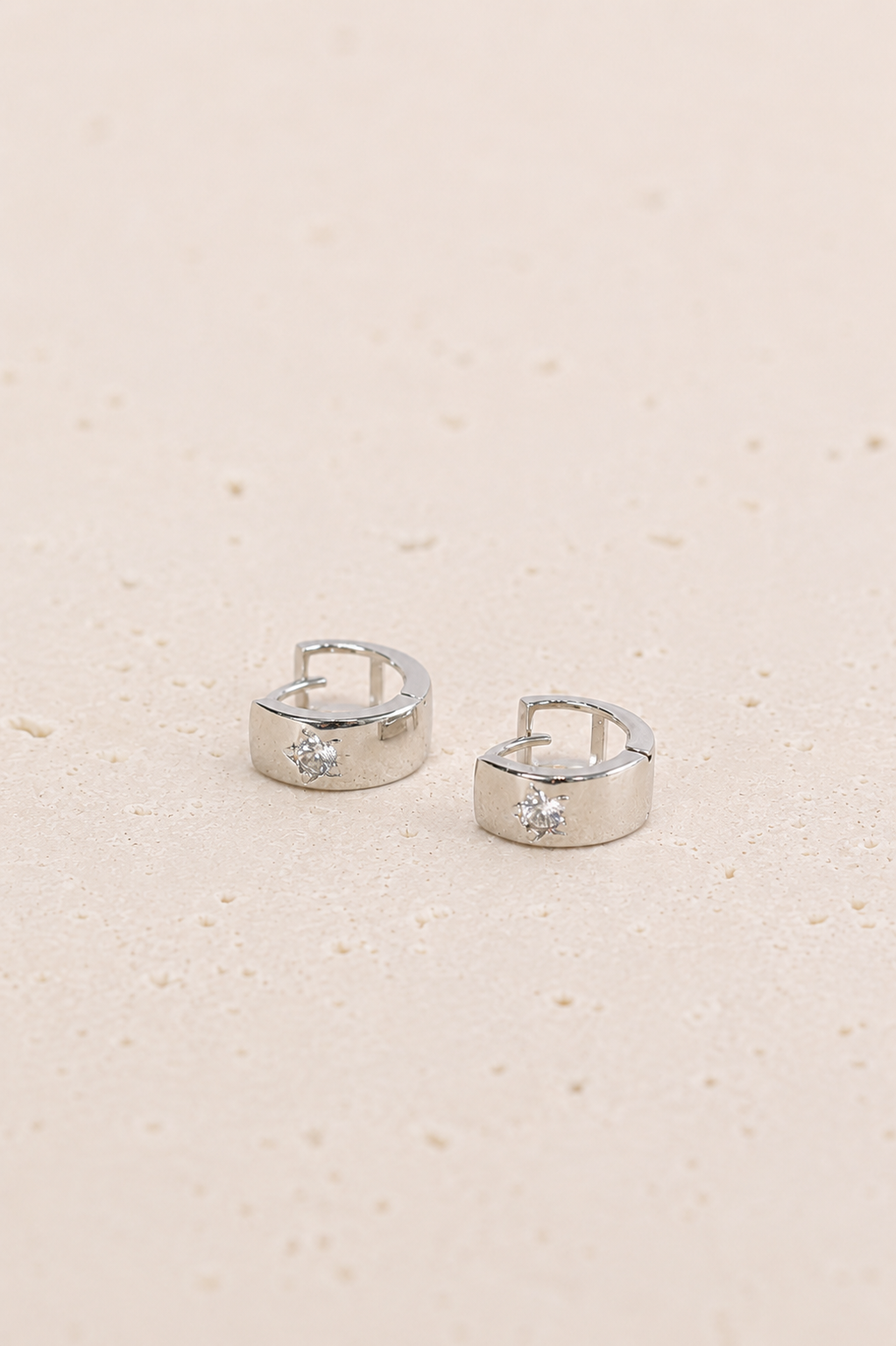 Anna Huggie Earrings - Silver