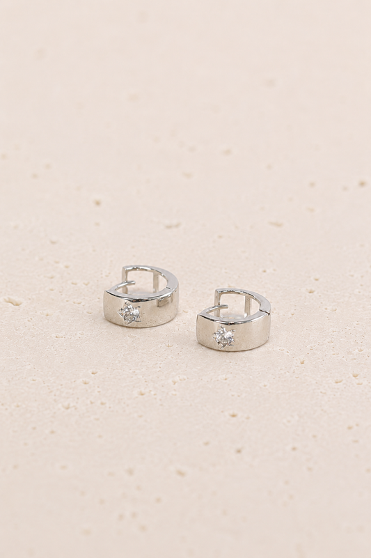Anna Huggie Earrings - Silver