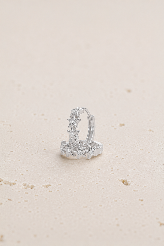 Night Huggie Earrings - Silver