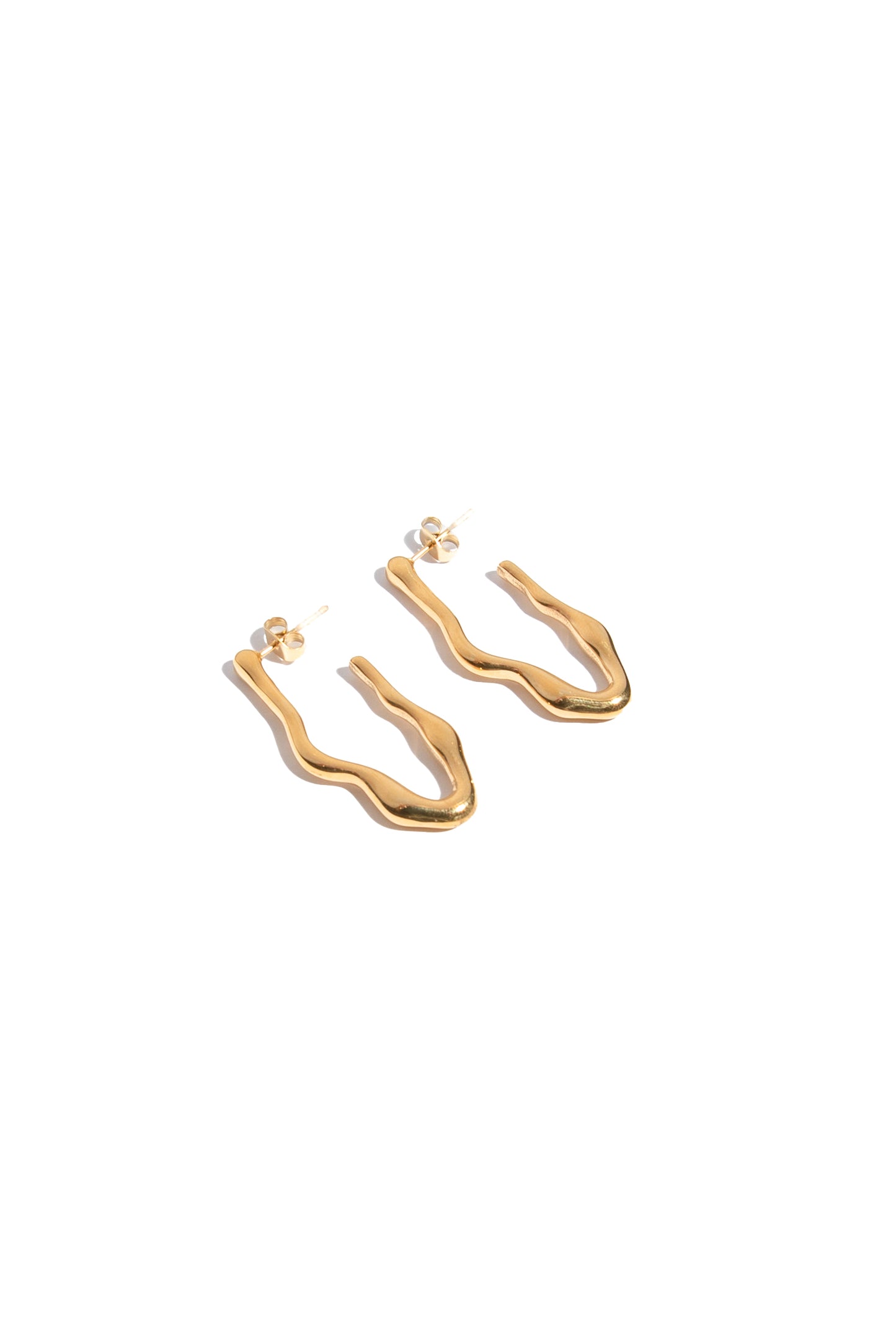 Wave Hoop Earrings - Gold