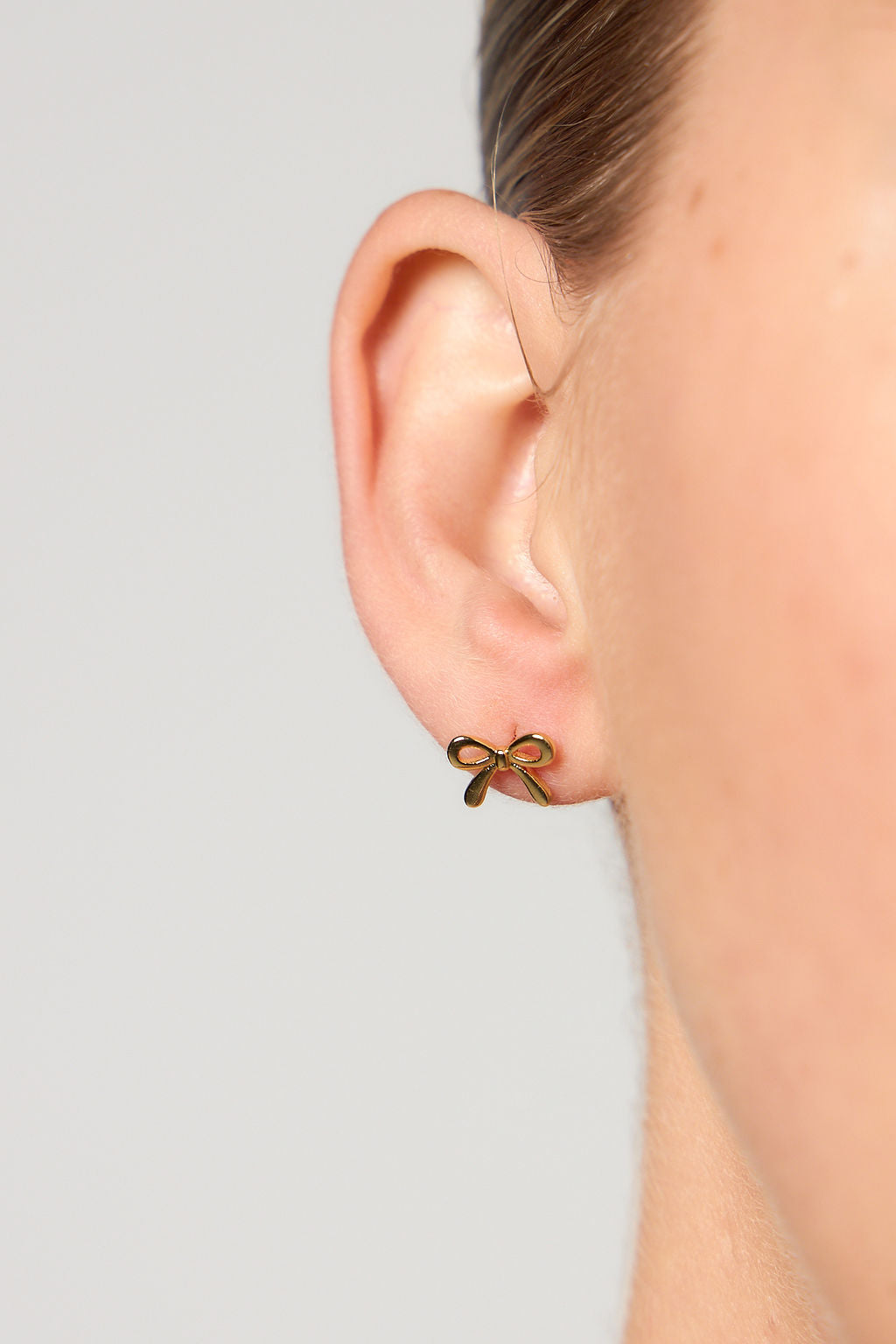 Ribbon Stud Earrings - Gold