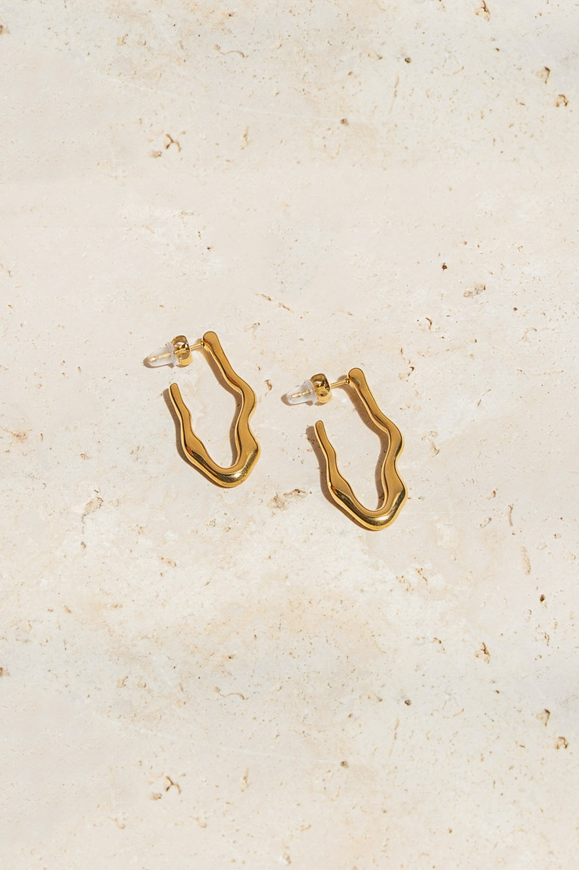 Wave Hoop Earrings - Gold