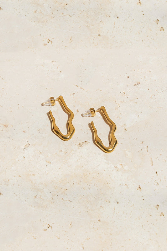 Wave Hoop Earrings - Gold