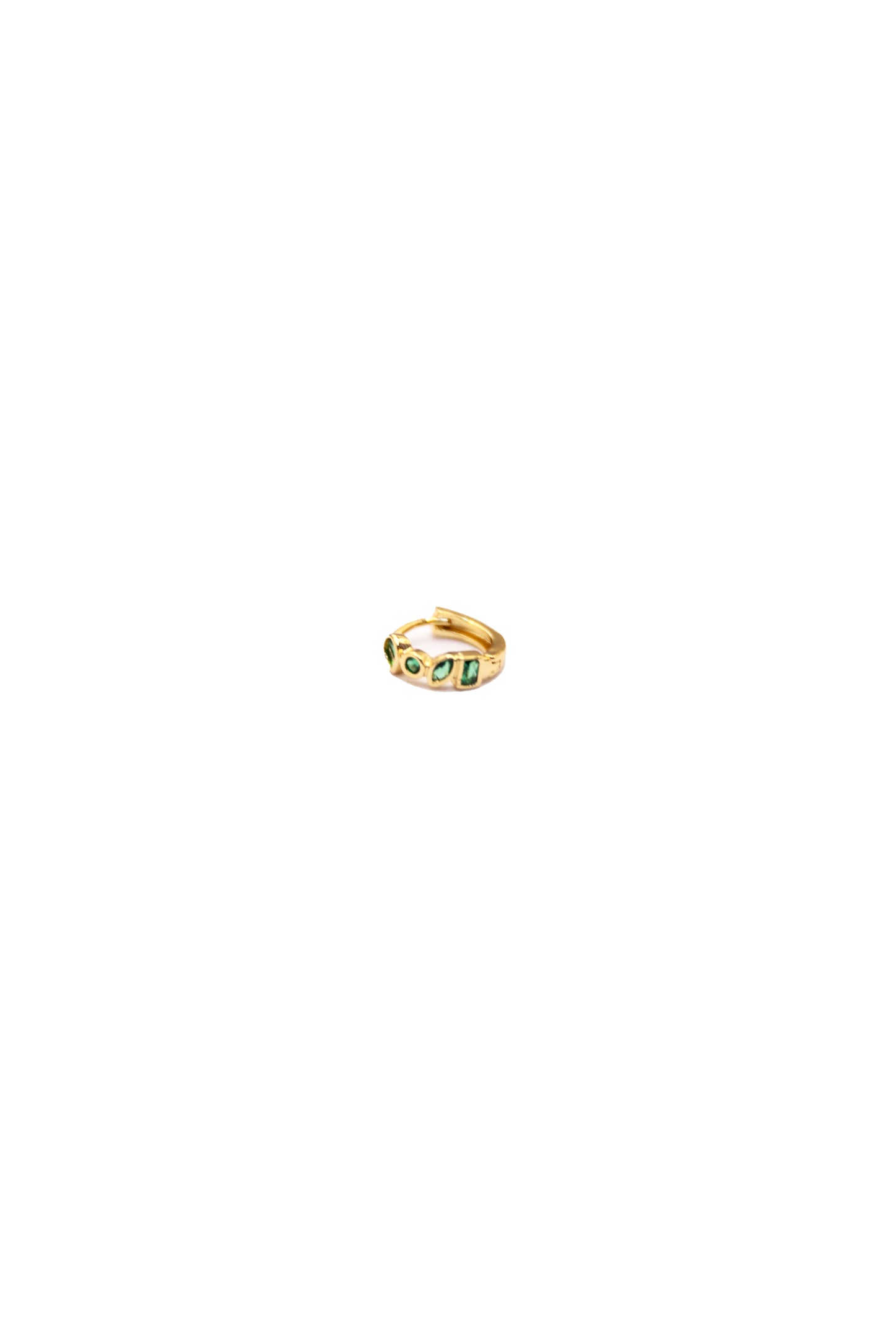 Zoé Huggie Earrings - Gold - Emerald