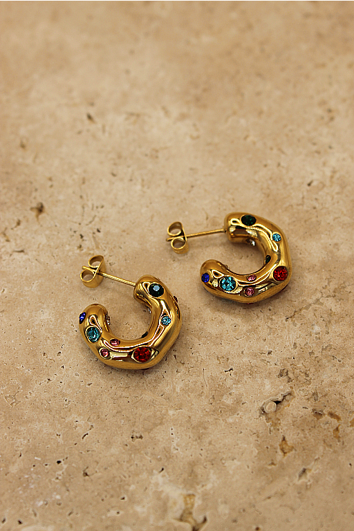 Lottie Rainbow Hoop Earrings- Gold